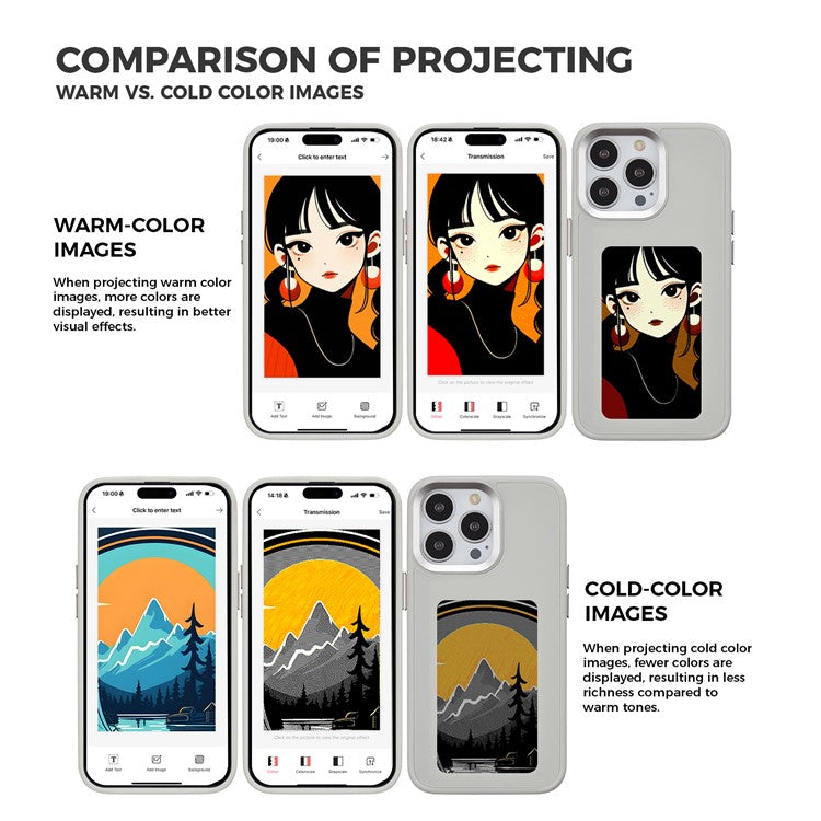 INKZONE For iPhone 14 Pro Max Case NFC Transmission 4-Color E Ink Case DIY Images Protective Phone Shell - Grey