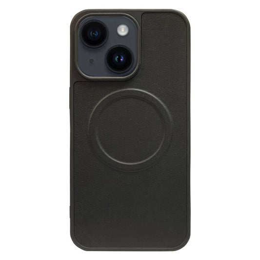 For 	iPhone 14 Plus Cell Phone Case PU+TPU Drop-resistant Cover Compatible with MagSafe - Black
