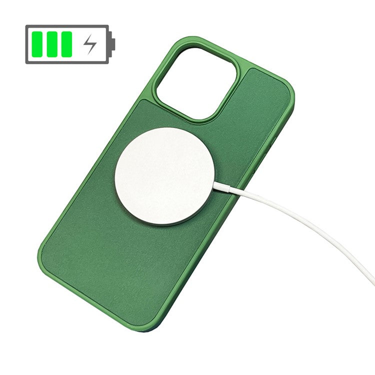 For 	iPhone 14 Plus Cell Phone Case PU+TPU Drop-resistant Cover Compatible with MagSafe - Black