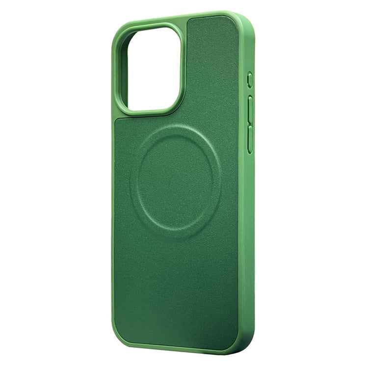 For 	iPhone 14 Plus Cell Phone Case PU+TPU Drop-resistant Cover Compatible with MagSafe - Black