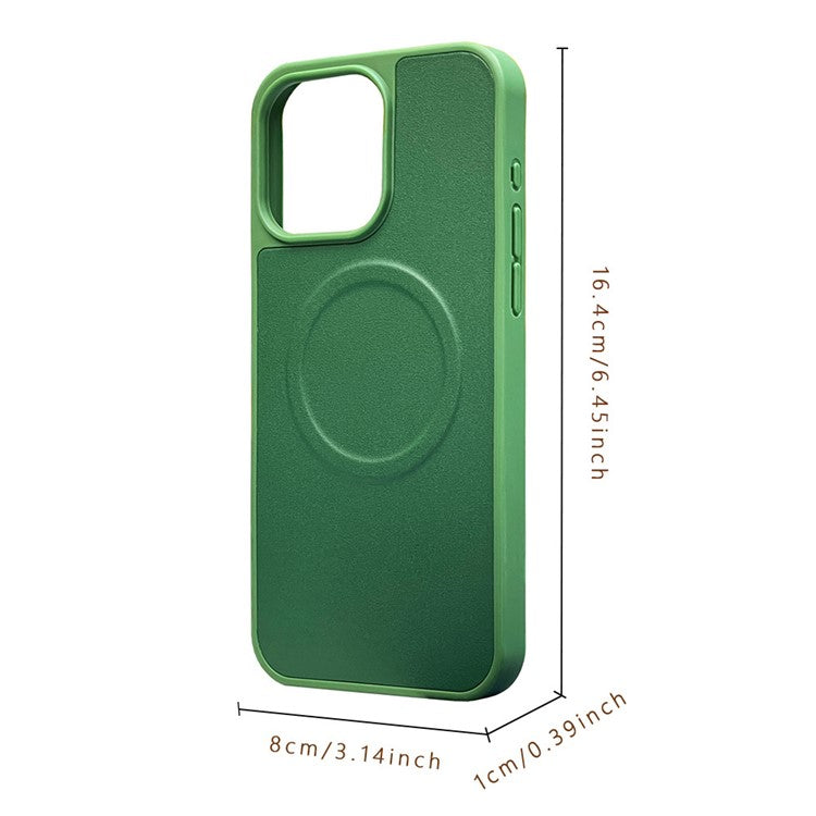 For 	iPhone 14 Plus Cell Phone Case PU+TPU Drop-resistant Cover Compatible with MagSafe - Black