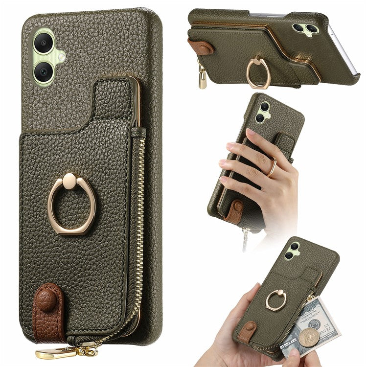 Y3 For Samsung Galaxy A05 4G Case RFID Blocking Leather+TPU Phone Protective Cover - Army Green