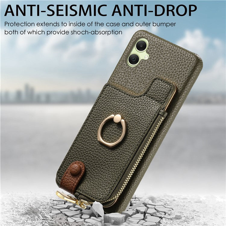 Y3 For Samsung Galaxy A05 4G Case RFID Blocking Leather+TPU Phone Protective Cover - Army Green