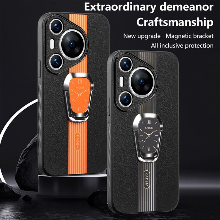 KADEM For Huawei Pura 70 Pro / Pura 70 Pro+ Folding Kickstand Cover PU+TPU+Acrylic Shockproof Phone Case - Orange