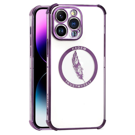 KADEM For iPhone 14 Pro Max Case Four Corners Anti-Drop Electroplated TPU Phone Shell - Purple