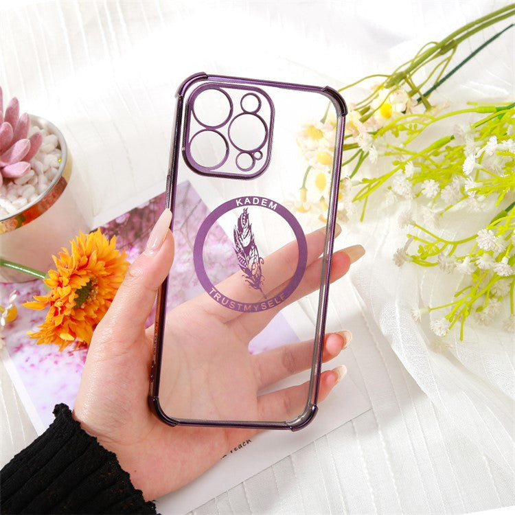 KADEM For iPhone 14 Pro Max Case Four Corners Anti-Drop Electroplated TPU Phone Shell - Purple