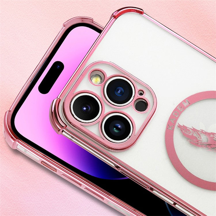 KADEM For iPhone 14 Pro Max Case Four Corners Anti-Drop Electroplated TPU Phone Shell - Purple