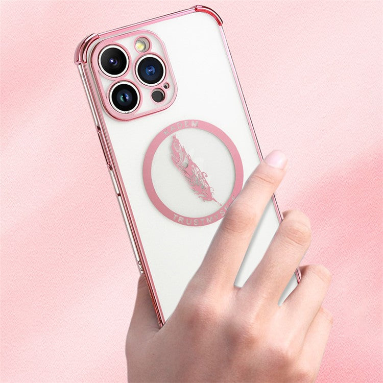KADEM For iPhone 14 Pro Max Case Four Corners Anti-Drop Electroplated TPU Phone Shell - Purple