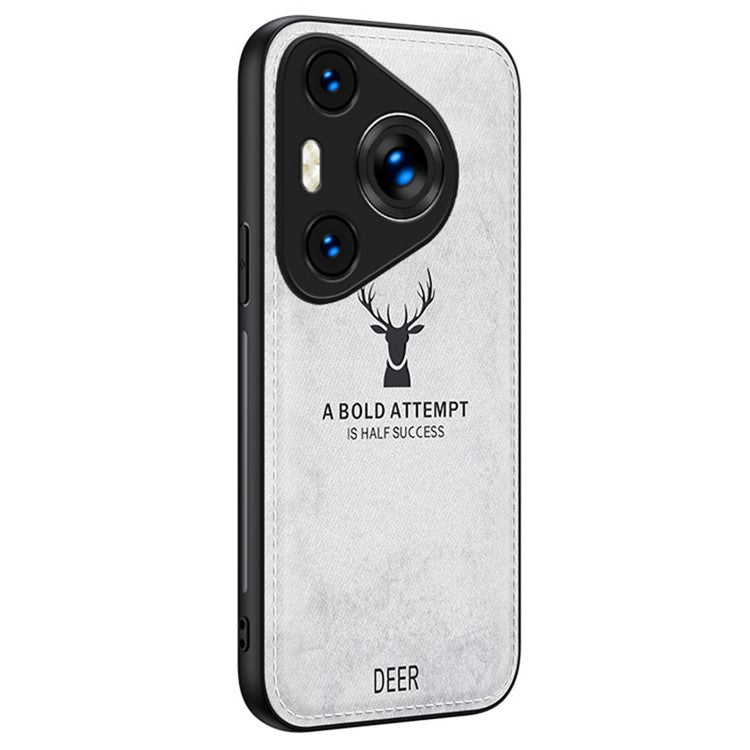 For Huawei Pura 70 Pro / Pura 70 Pro+ Hybrid Case Deer Pattern Cloth Texture Leather+PC+TPU Protective Cover - Grey
