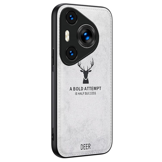 For Huawei Pura 70 Pro / Pura 70 Pro+ Hybrid Case Deer Pattern Cloth Texture Leather+PC+TPU Protective Cover - Grey
