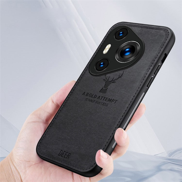 For Huawei Pura 70 Pro / Pura 70 Pro+ Hybrid Case Deer Pattern Cloth Texture Leather+PC+TPU Protective Cover - Grey