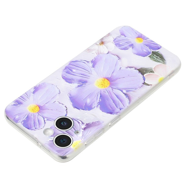 For iPhone 14 Plus Case TPU Pattern Printing Phone Guard Cover - Purple Flower