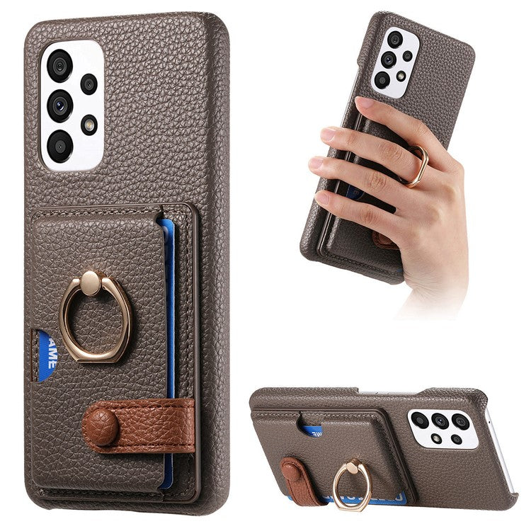 Y2 Kickstand Case for Samsung Galaxy A13 4G PU+PC+TPU Phone Cover - Silver Grey