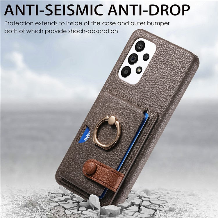 Y2 Kickstand Case for Samsung Galaxy A13 4G PU+PC+TPU Phone Cover - Silver Grey