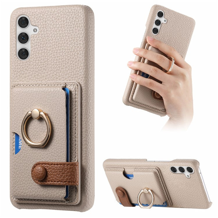 Y2 For Samsung Galaxy A14 5G / A14 4G Shockproof Case PU+PC+TPU Kickstand Phone Cover - Khaki Grey