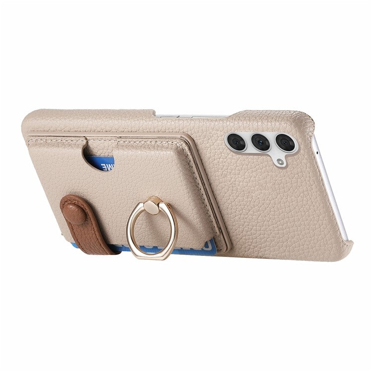 Y2 For Samsung Galaxy A14 5G / A14 4G Shockproof Case PU+PC+TPU Kickstand Phone Cover - Khaki Grey