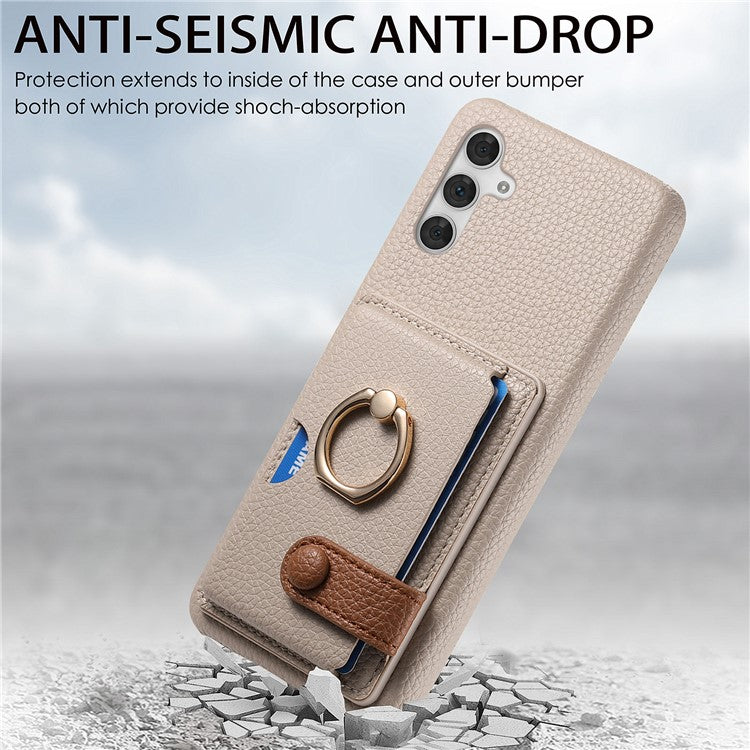 Y2 For Samsung Galaxy A14 5G / A14 4G Shockproof Case PU+PC+TPU Kickstand Phone Cover - Khaki Grey
