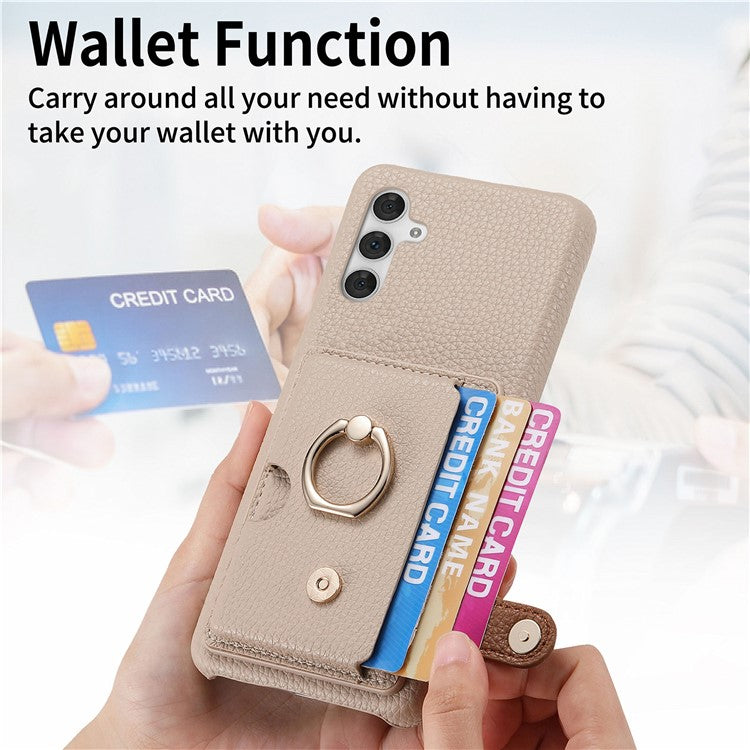 Y2 For Samsung Galaxy A14 5G / A14 4G Shockproof Case PU+PC+TPU Kickstand Phone Cover - Khaki Grey