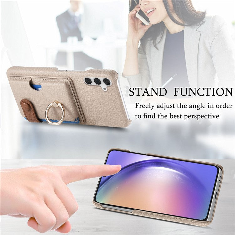Y2 For Samsung Galaxy A14 5G / A14 4G Shockproof Case PU+PC+TPU Kickstand Phone Cover - Khaki Grey