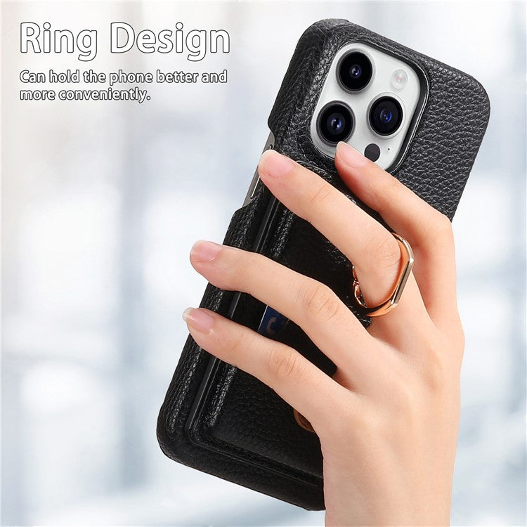 Y2 For iPhone 14 Pro Card Slot Case Litchi Texture PU+PC+TPU Kickstand Phone Cover - Black