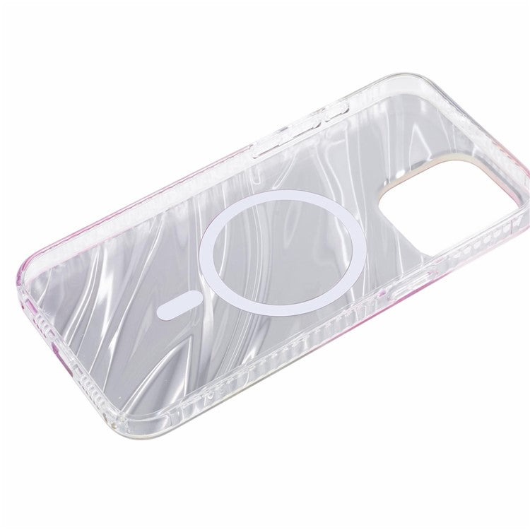 MP Series For iPhone 14 Pro Max Magnetic Case IMD Pattern TPU+Acrylic Electroplating Phone Cover - Rose+Yellow