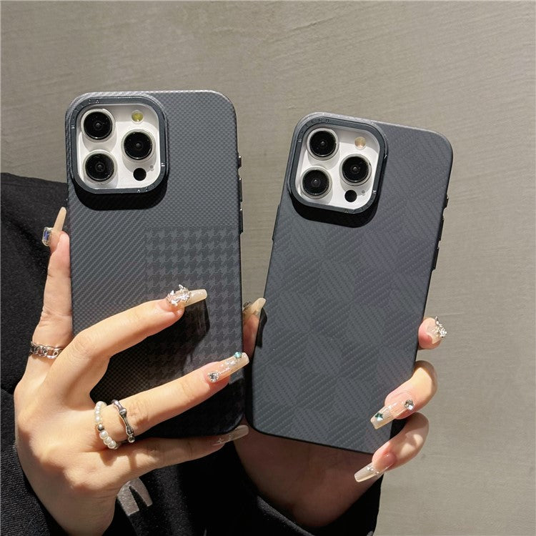 Slim Phone Cover for iPhone 14 Pro Case Grid Pattern Hard PC Phone Shell - Block