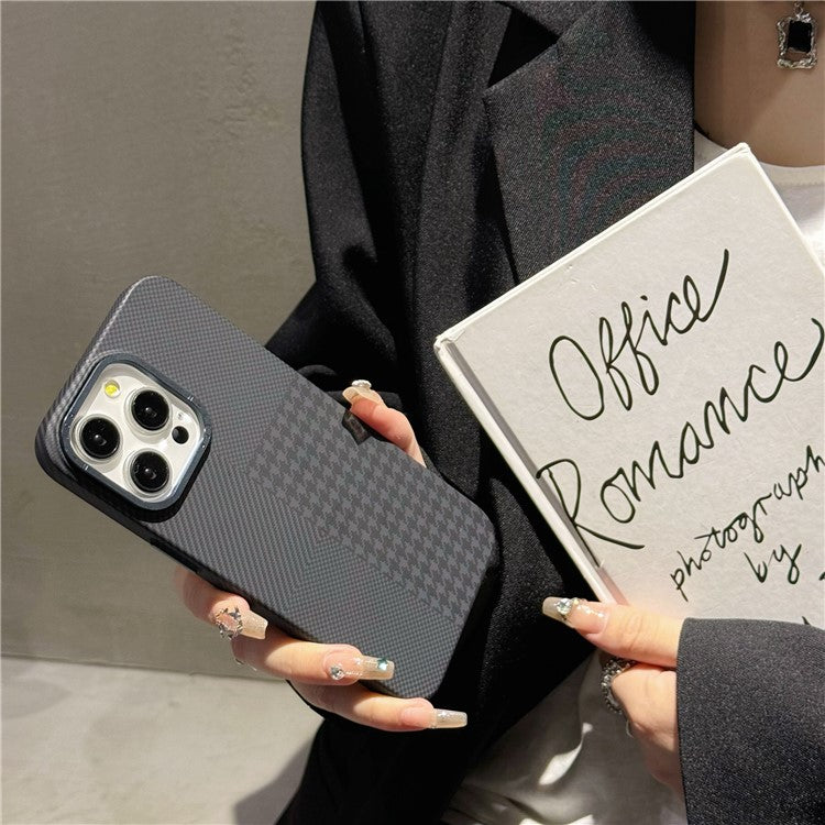 Slim Phone Cover for iPhone 14 Pro Case Grid Pattern Hard PC Phone Shell - Block