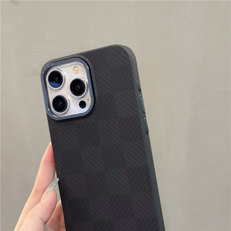 Slim Phone Cover for iPhone 14 Pro Case Grid Pattern Hard PC Phone Shell - Block