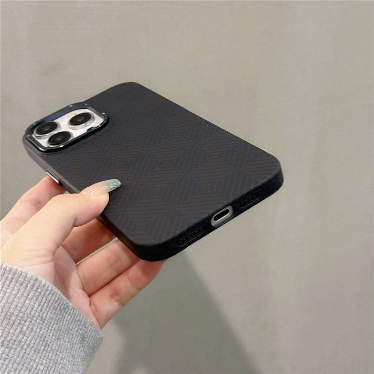 Slim Phone Cover for iPhone 14 Pro Case Grid Pattern Hard PC Phone Shell - Block