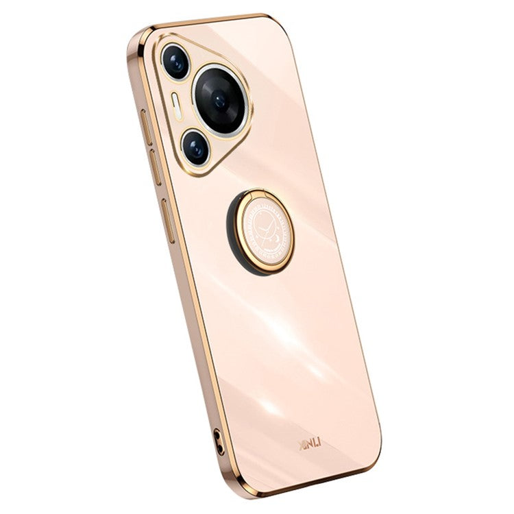 XINLI For Huawei Pura 70 Pro Case Electroplating Kickstand TPU Phone Cover - Pink