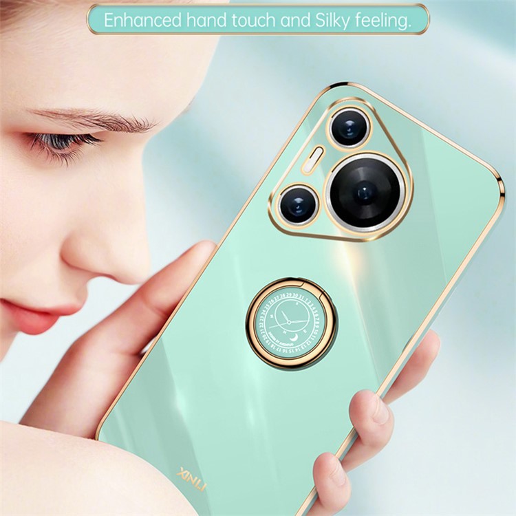 XINLI For Huawei Pura 70 Pro Case Electroplating Kickstand TPU Phone Cover - White
