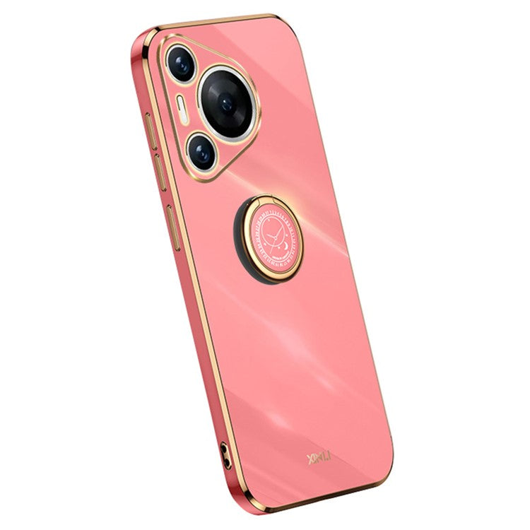 XINLI For Huawei Pura 70 Pro Case Electroplating Kickstand TPU Phone Cover - Red
