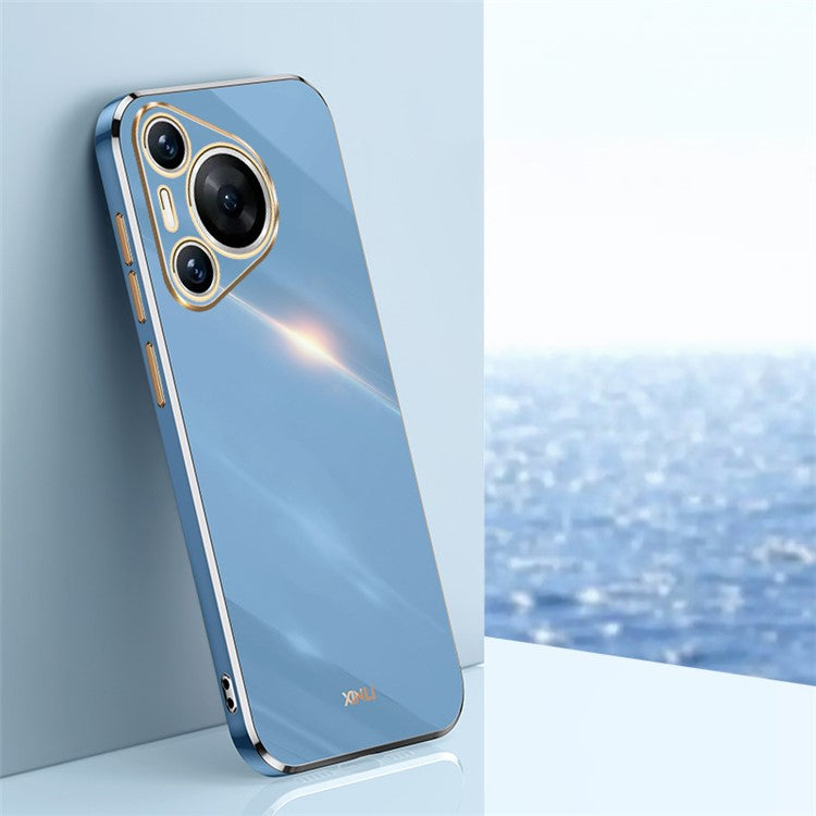 XINLI For Huawei Pura 70 Case Flexible TPU Electroplated Back Phone Cover - Blue