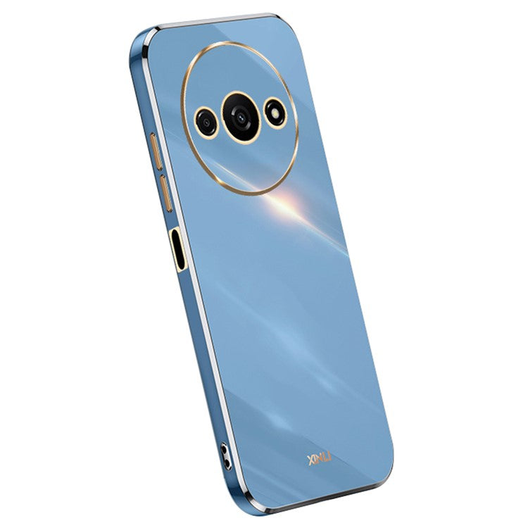 XINLI For Xiaomi Redmi A3 4G / Poco C61 4G TPU Case Precise Cut-Outs Lens Protection Electroplating Phone Cover - Blue