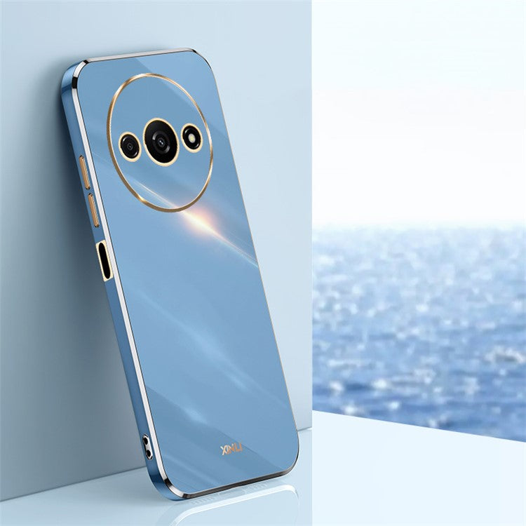 XINLI For Xiaomi Redmi A3 4G / Poco C61 4G TPU Case Precise Cut-Outs Lens Protection Electroplating Phone Cover - Blue