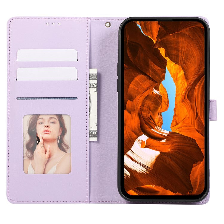 R20 for iPhone 14 Pro Max Case Splicing Imprinted Rhombus Anti-scratch Leather Phone Cover - Purple