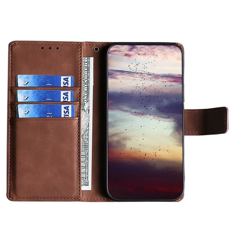 For Huawei nova 12 5G Case Crocodile Texture Leather Wallet Cover with Magnetic Clasp - Brown