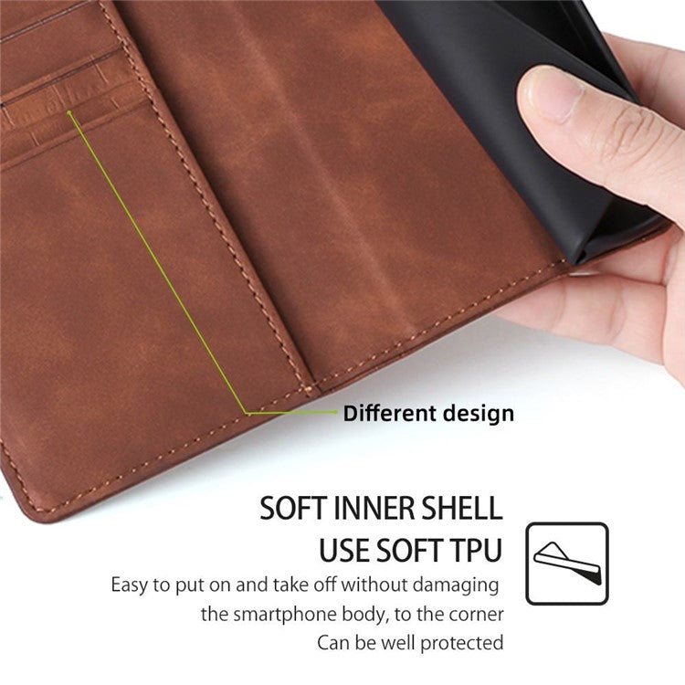 For Huawei nova 12 5G Case Crocodile Texture Leather Wallet Cover with Magnetic Clasp - Brown