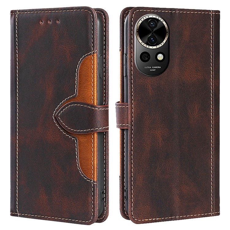For Huawei nova 12 5G Wallet Case Straw Hat Pattern Stand Leather Phone Cover - Brown