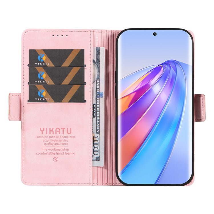 YIKATU YK-007 For Honor X40 5G / X9a 5G / Magic5 Lite 5G Phone Case Litchi Texture Leather Wallet Cover - Pink