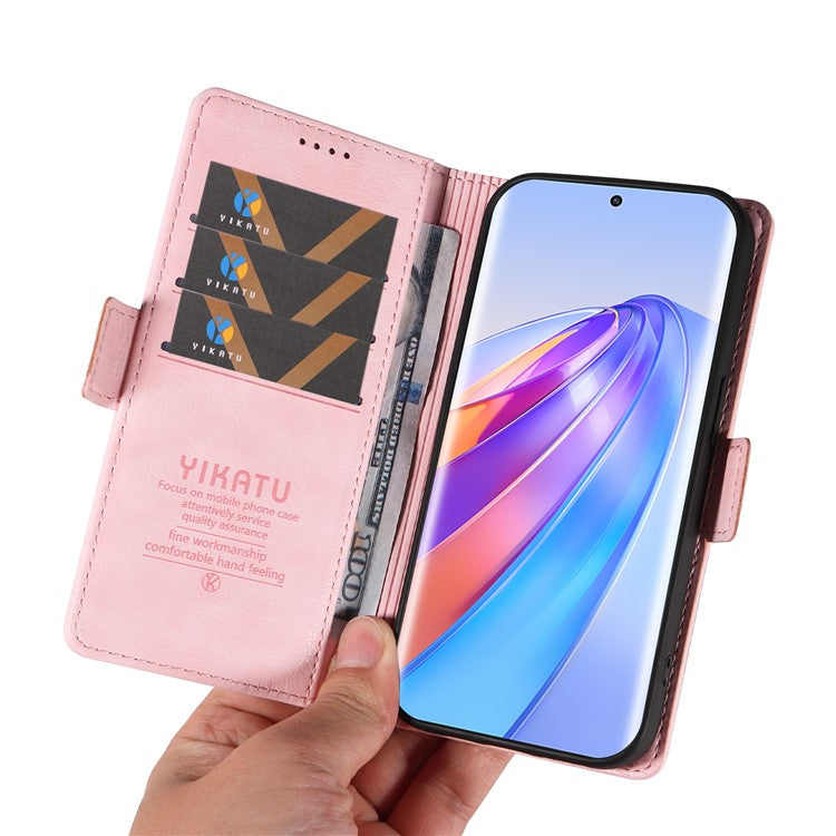 YIKATU YK-007 For Honor X40 5G / X9a 5G / Magic5 Lite 5G Phone Case Litchi Texture Leather Wallet Cover - Pink