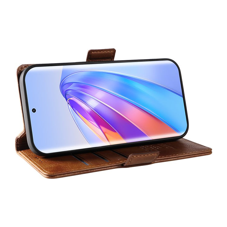 YIKATU YK-007 For Honor X40 5G / X9a 5G / Magic5 Lite 5G Phone Case Litchi Texture Leather Wallet Cover - Brown