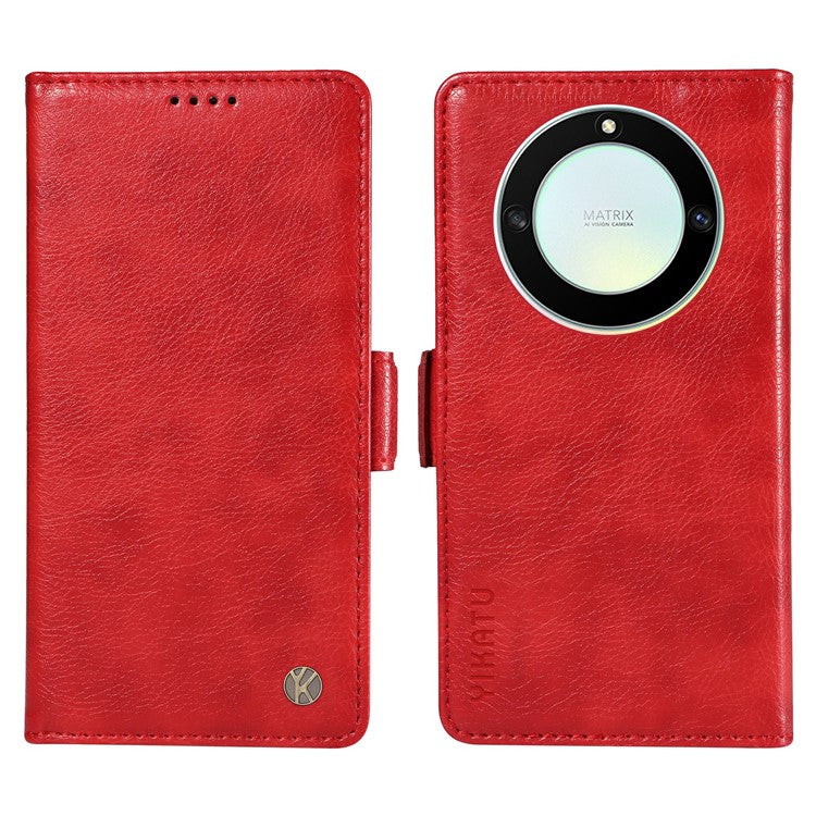 YIKATU YK-007 For Honor X40 5G / X9a 5G / Magic5 Lite 5G Phone Case Litchi Texture Leather Wallet Cover - Red
