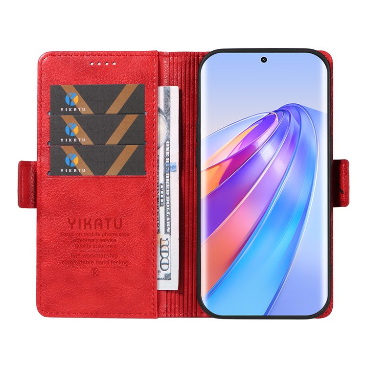YIKATU YK-007 For Honor X40 5G / X9a 5G / Magic5 Lite 5G Phone Case Litchi Texture Leather Wallet Cover - Red