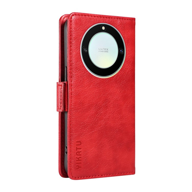YIKATU YK-007 For Honor X40 5G / X9a 5G / Magic5 Lite 5G Phone Case Litchi Texture Leather Wallet Cover - Red
