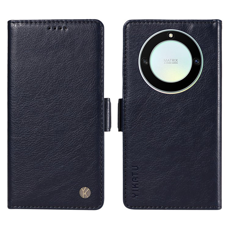 YIKATU YK-007 For Honor X40 5G / X9a 5G / Magic5 Lite 5G Phone Case Litchi Texture Leather Wallet Cover - Navy Blue