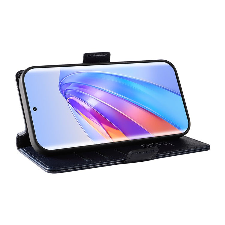 YIKATU YK-007 For Honor X40 5G / X9a 5G / Magic5 Lite 5G Phone Case Litchi Texture Leather Wallet Cover - Navy Blue