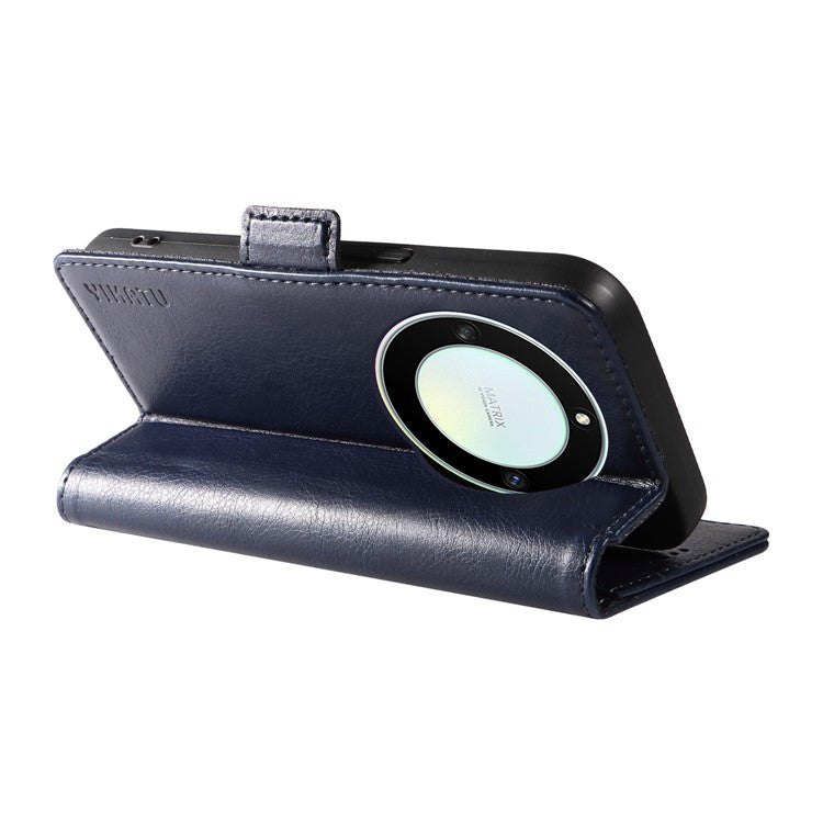 YIKATU YK-007 For Honor X40 5G / X9a 5G / Magic5 Lite 5G Phone Case Litchi Texture Leather Wallet Cover - Navy Blue