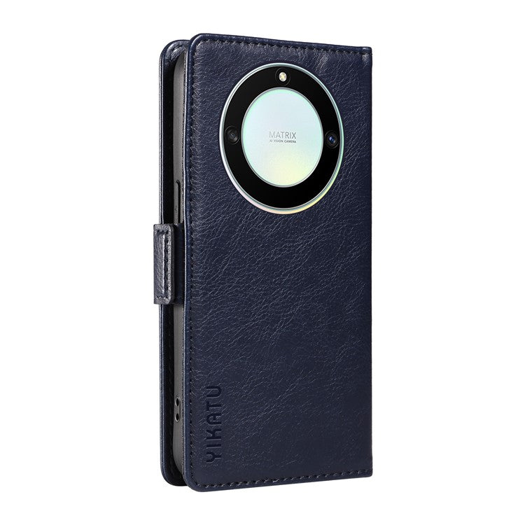 YIKATU YK-007 For Honor X40 5G / X9a 5G / Magic5 Lite 5G Phone Case Litchi Texture Leather Wallet Cover - Navy Blue