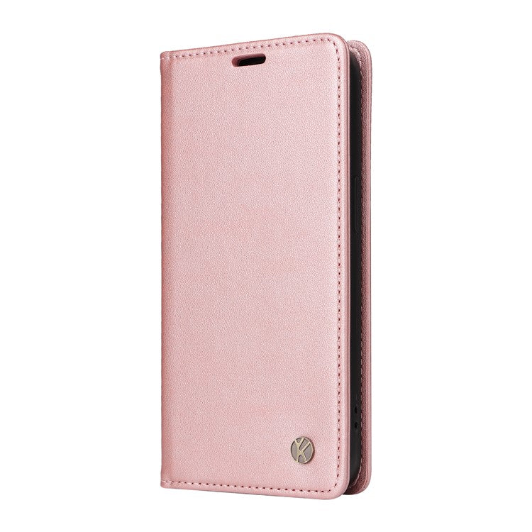 YIKATU YK-001 For Motorola Moto E14 4G / G04 4G / G04s 4G / G24 4G Cell Phone Case Magnetic Closing Leather Cover - Rose Gold